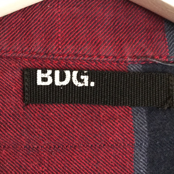 BDG Urban Outfitters Red Blue Cozy Flannel Button Down Shirt Top Small - Picture 3 of 6